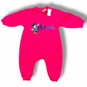 Vintage Disney Minnie Mouse Pink One Piece Baby Romper Jumpsuit 18 Months NWT